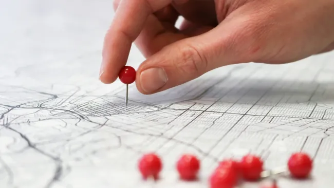 map with a pin